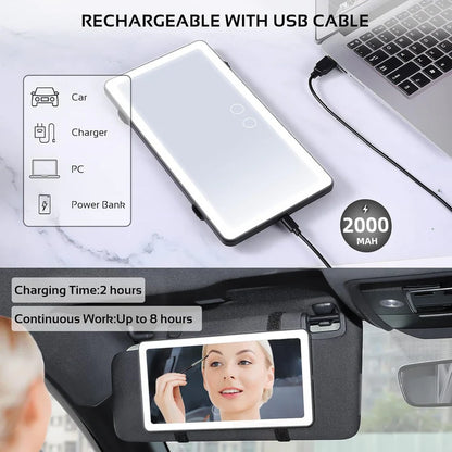 Rechargeable Car Makeup Mirror with LED Lights