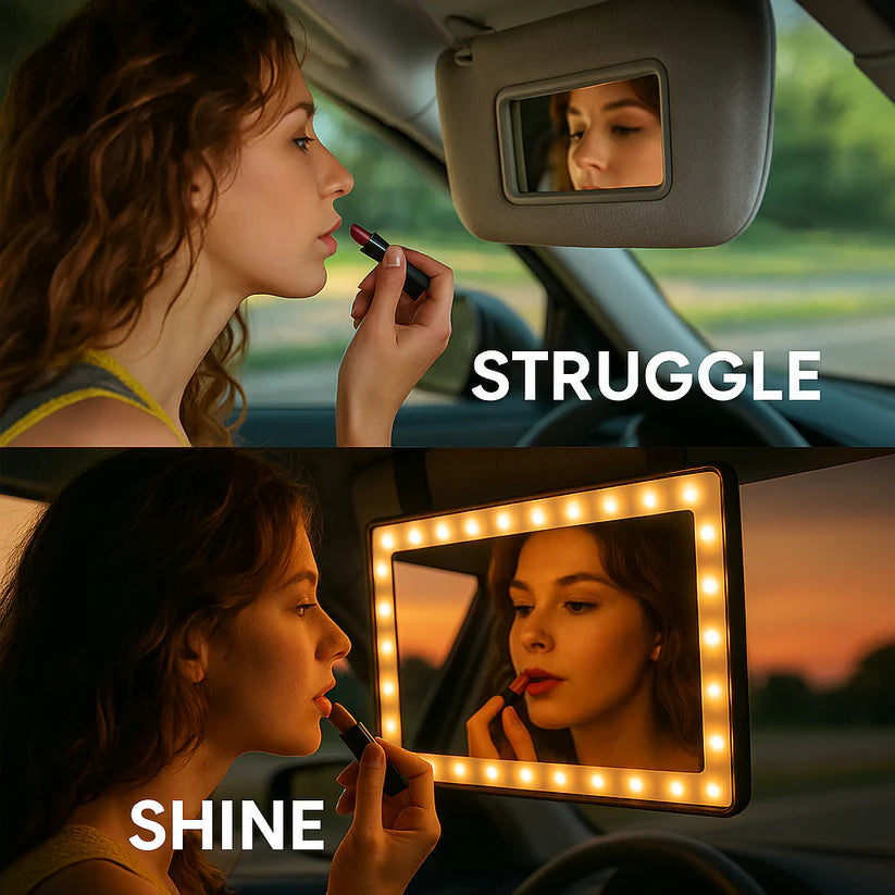Rechargeable Car Makeup Mirror with LED Lights