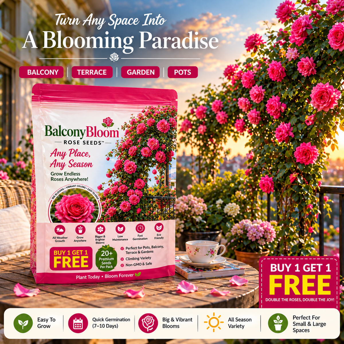 Persian Climbing Rose Seeds (Buy 1 Get 1 Free)