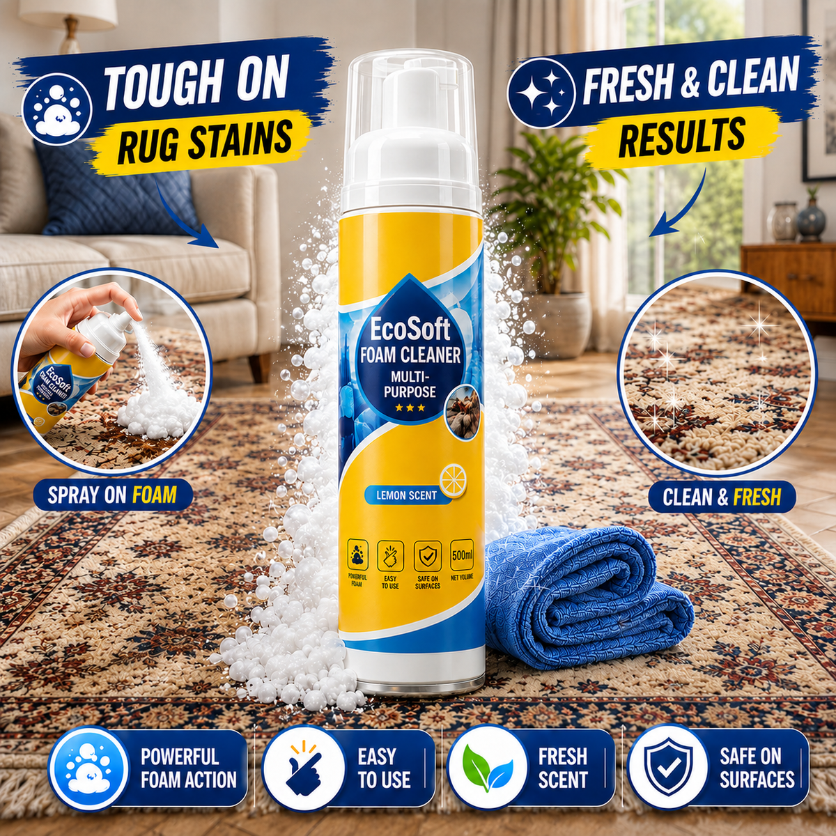Ecosoft  multipurpose Foam Cleaner (Buy 1 Get 1 Free)