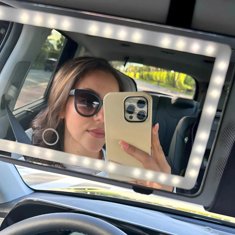 Rechargeable Car Makeup Mirror with LED Lights